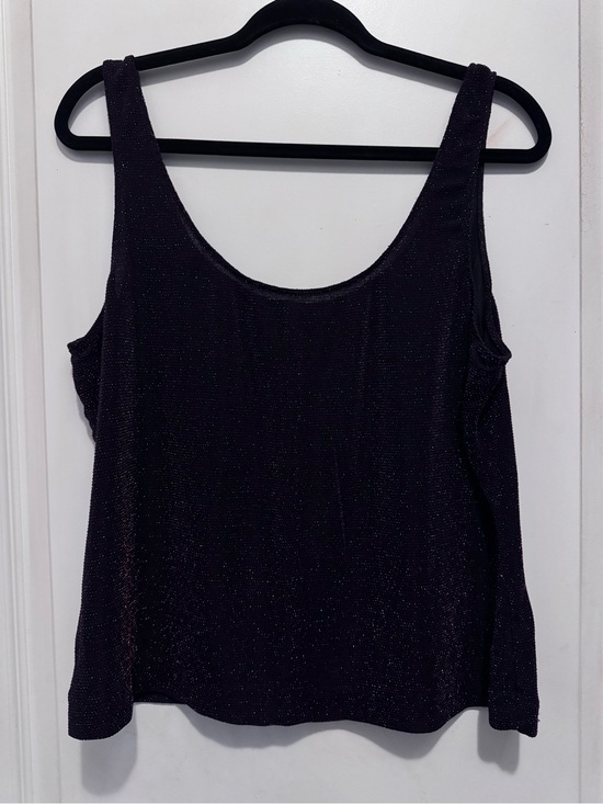 Alex Evenings Tops - Alex Evenings Black Sparkle Scoop Neck Tank